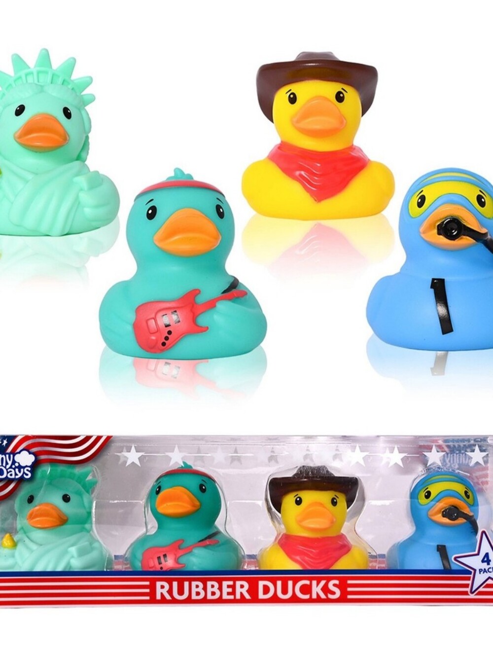 Sunny Days Rubber Ducks 4 Pack NWT Americana